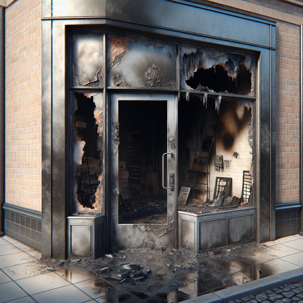 Abandoned storefront after fire