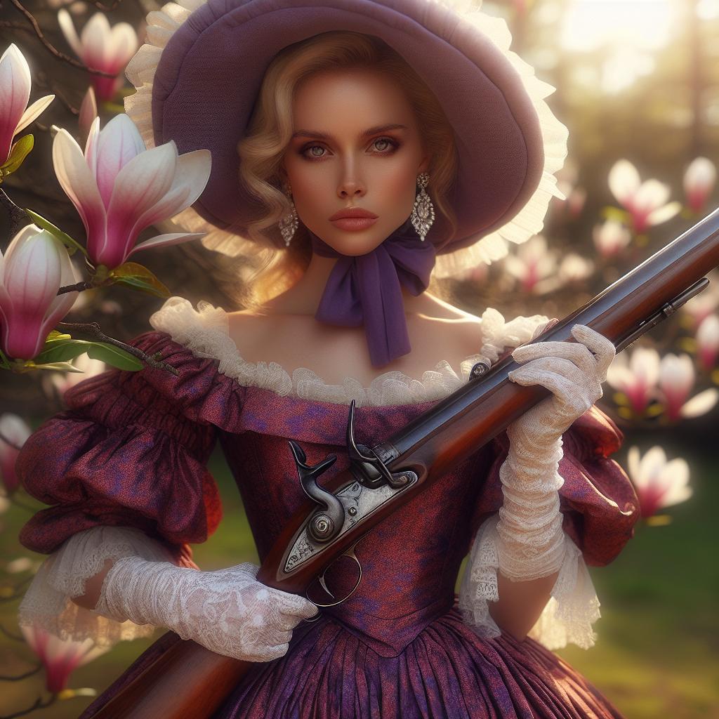 Southern belle with rifle.