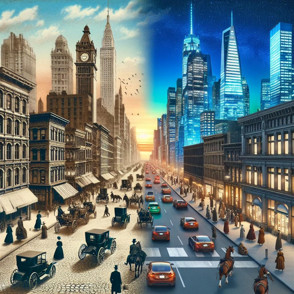 "City skyline transformation concept"