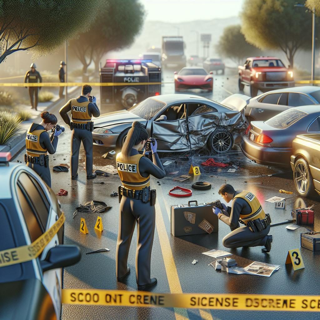 Car crash investigation scene