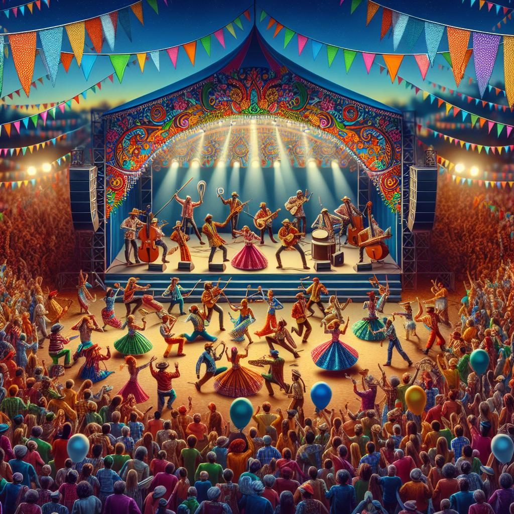 Colorful festival performance scene.