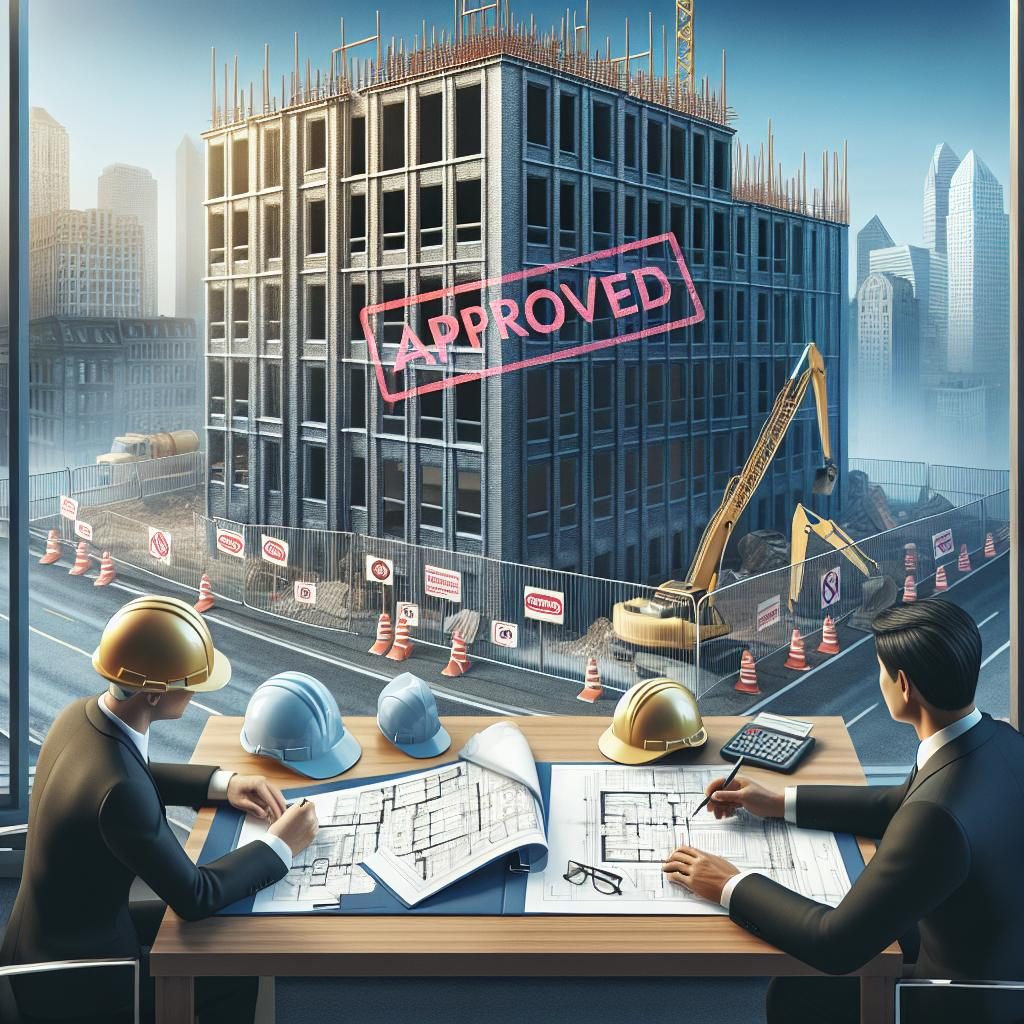 Building demolition approval illustration.