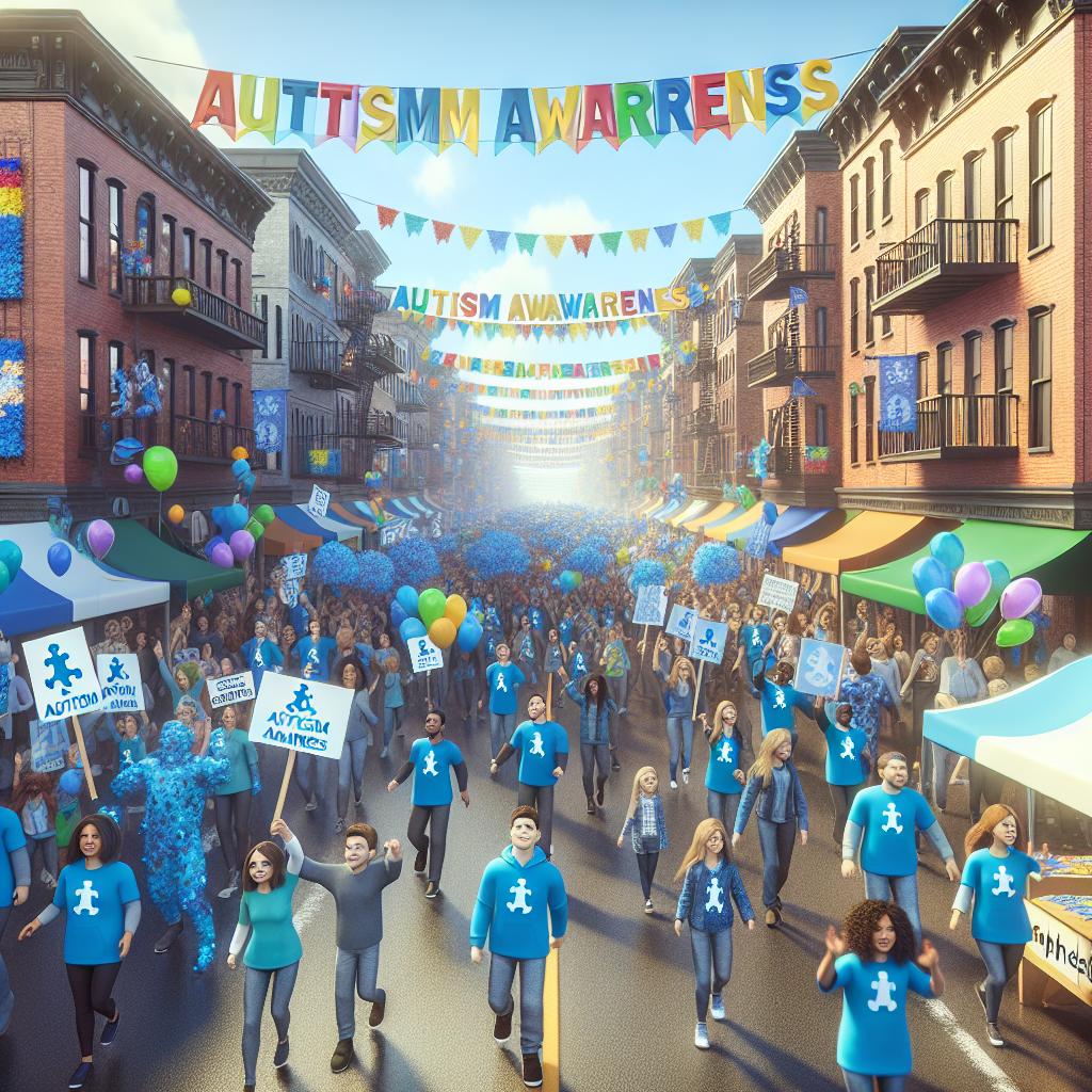 Autism awareness parade concept.