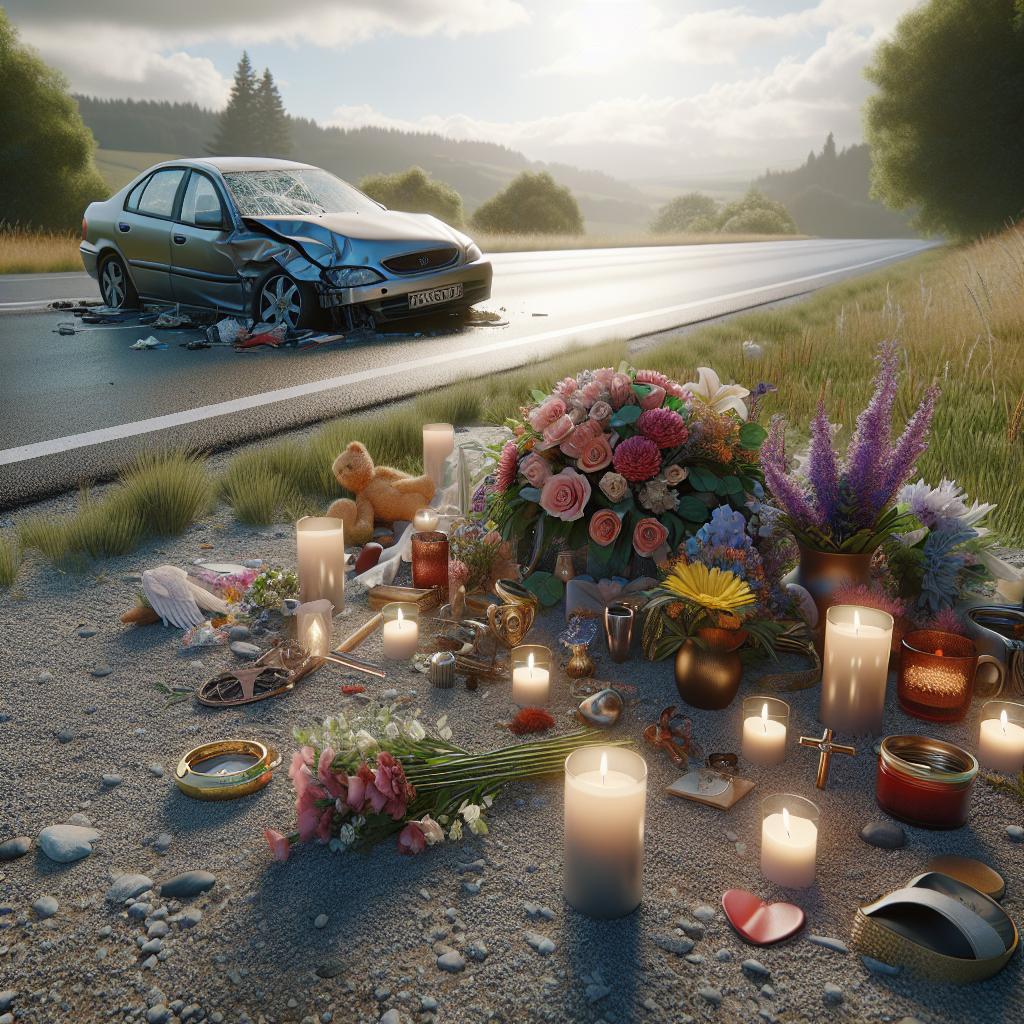 Car crash memorial tribute