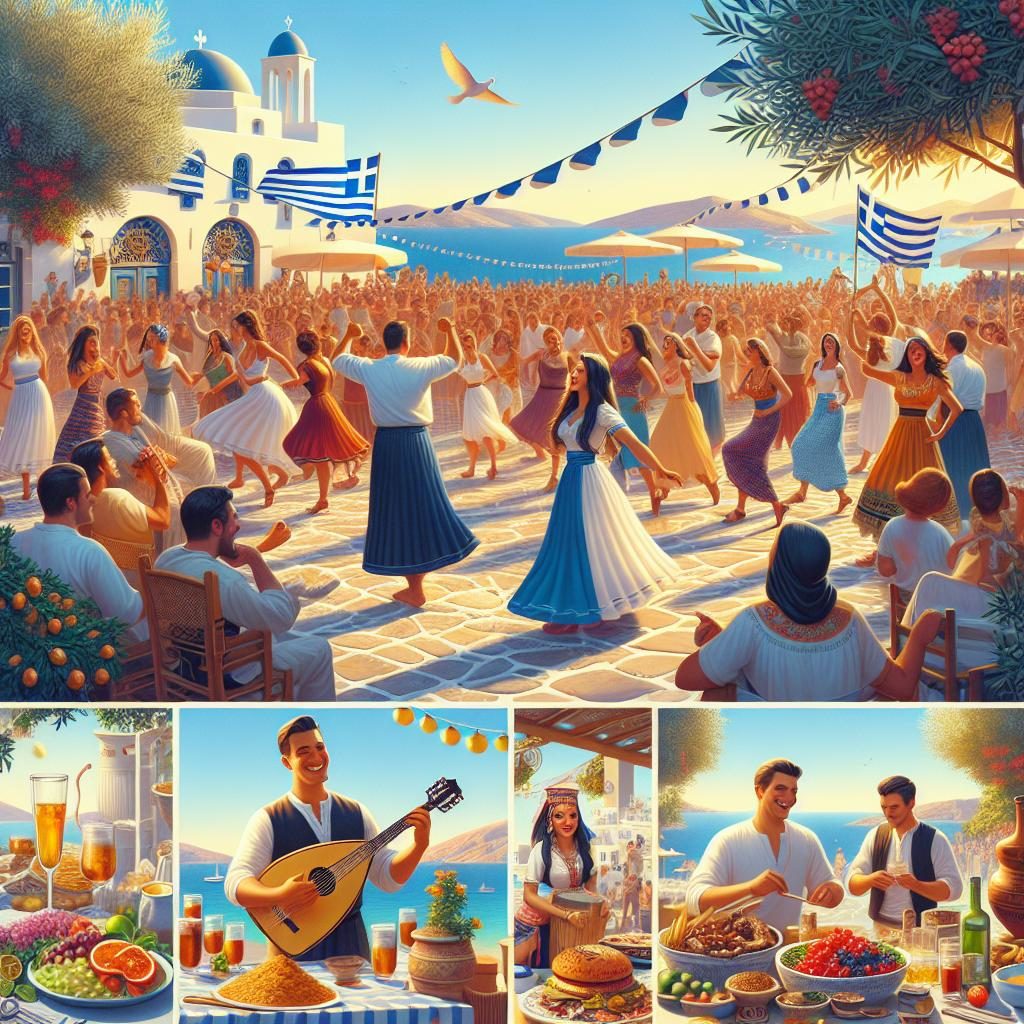 Greek festival atmosphere celebration.