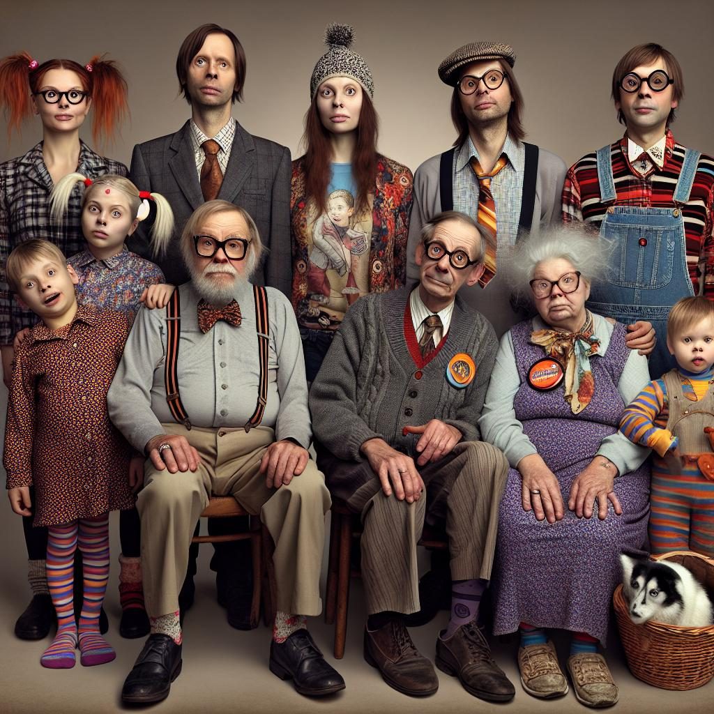 Quirky Sedaris-inspired family portrait.