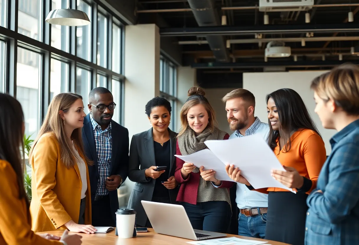 A group of marketing executives engaged in a strategic meeting.