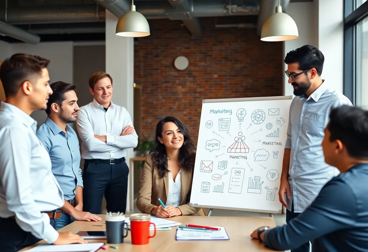Marketing professionals collaborating in Chicago office