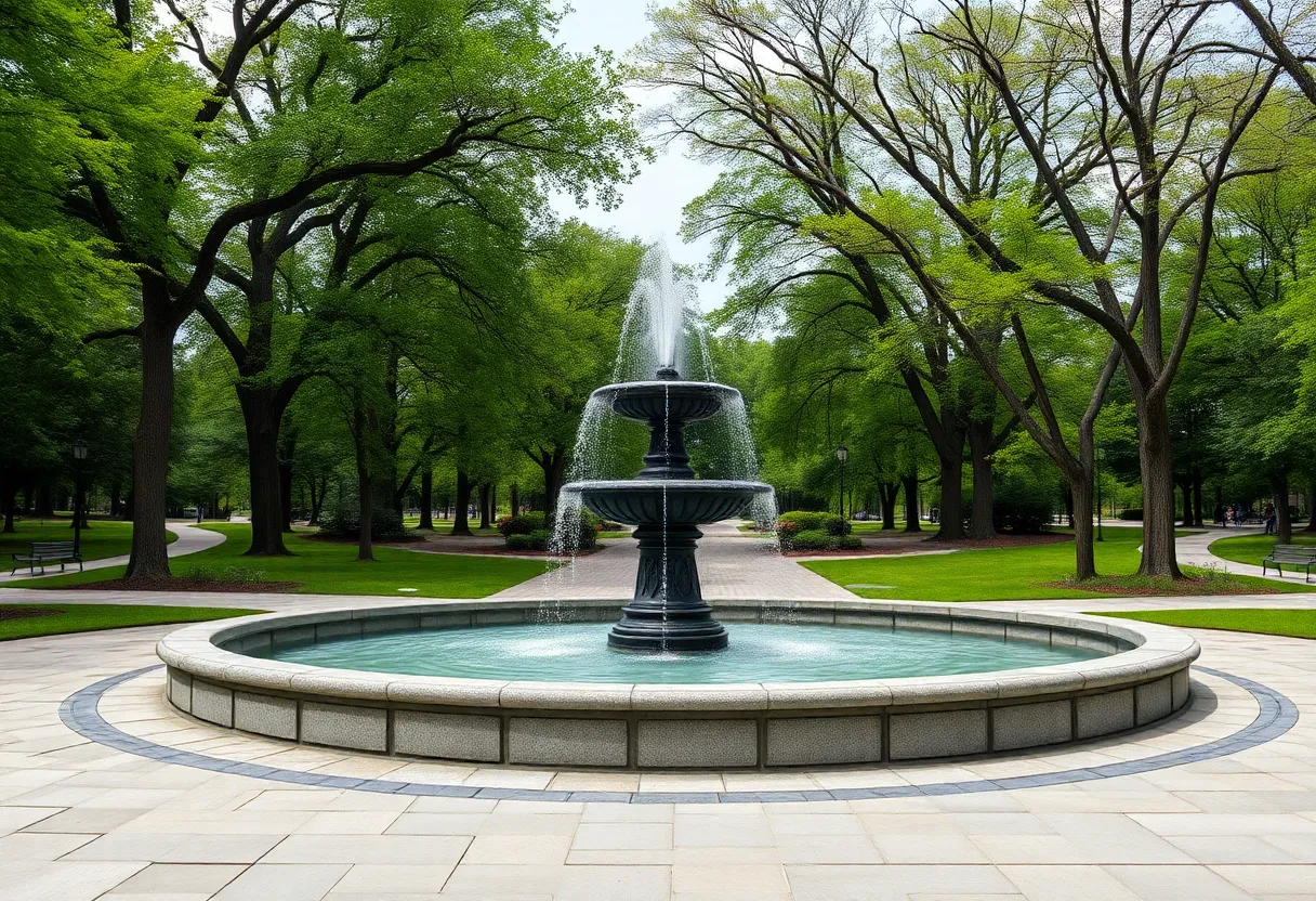 Anson African Burial Memorial with fountain