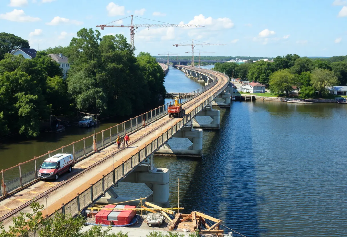 Construction of the Ashley River Crossing Bridge in Charleston