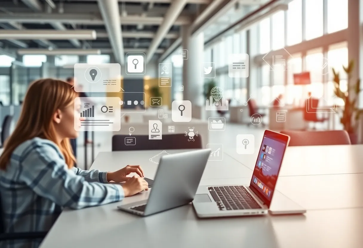 Conceptual image representing future trends in B2B marketing including privacy, AI, and micro-influencers.