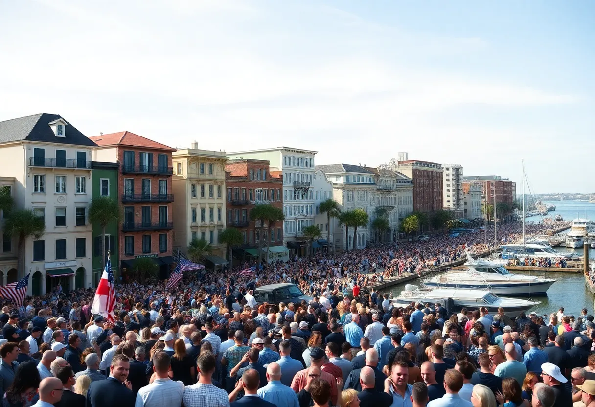Crowd gathering in Charleston for Biden's farewell visit