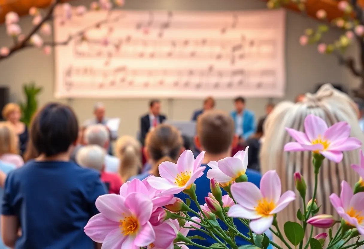 Community celebration in Charleston with musical elements