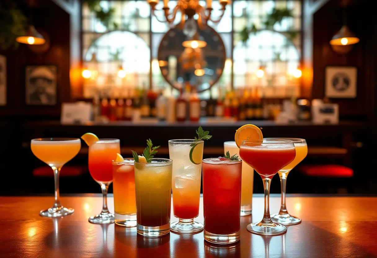 Colorful nonalcoholic mocktails served in a Charleston bar