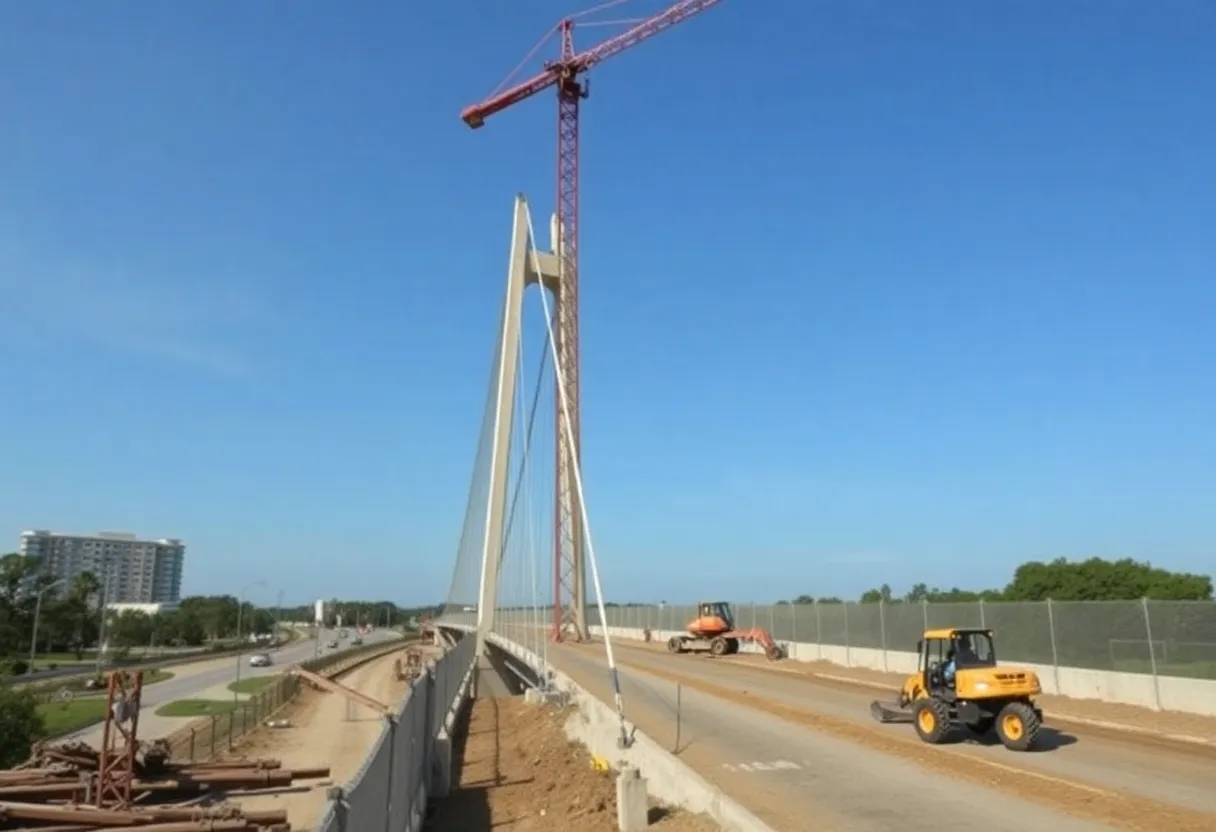 Construction site of the Charleston pedestrian bridge