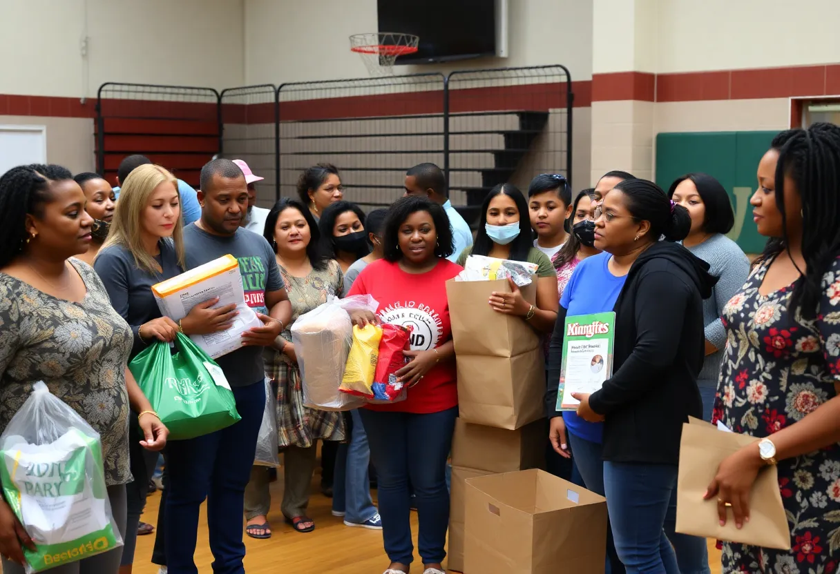 Community members in Charleston donating supplies for California wildfire relief