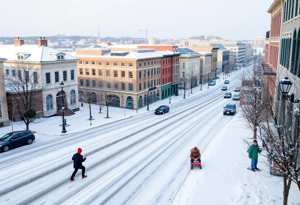 Snow-covered streets of Charleston, South Carolina