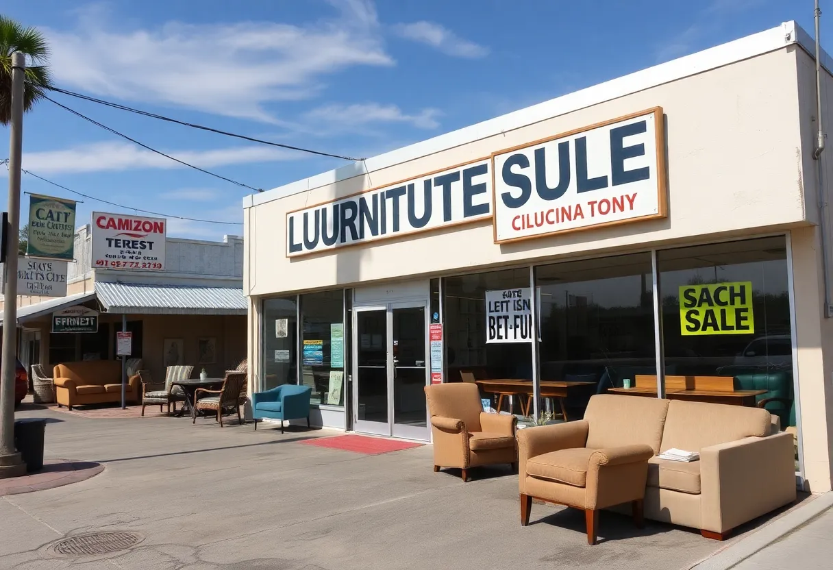 Sign announcing the closure of Dixie Furniture & Mattress in North Charleston, SC