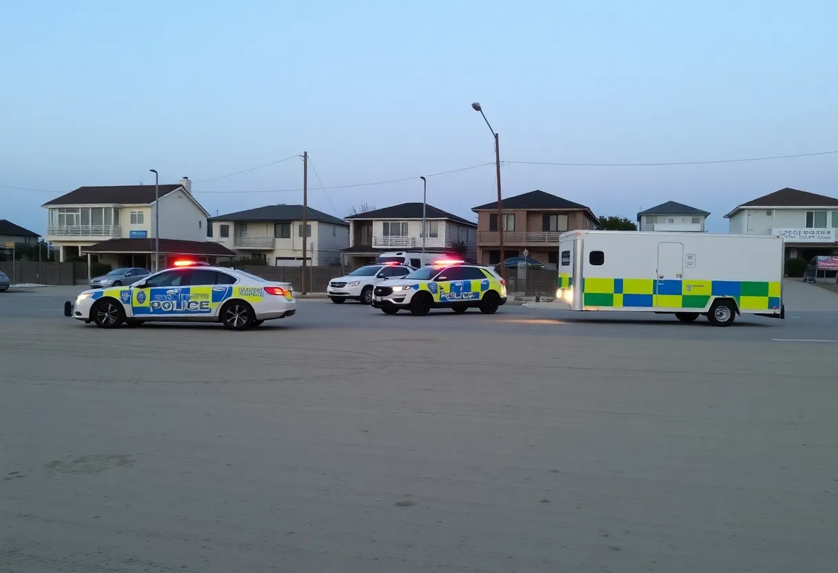 Folly Beach police cars responding to a theft incident