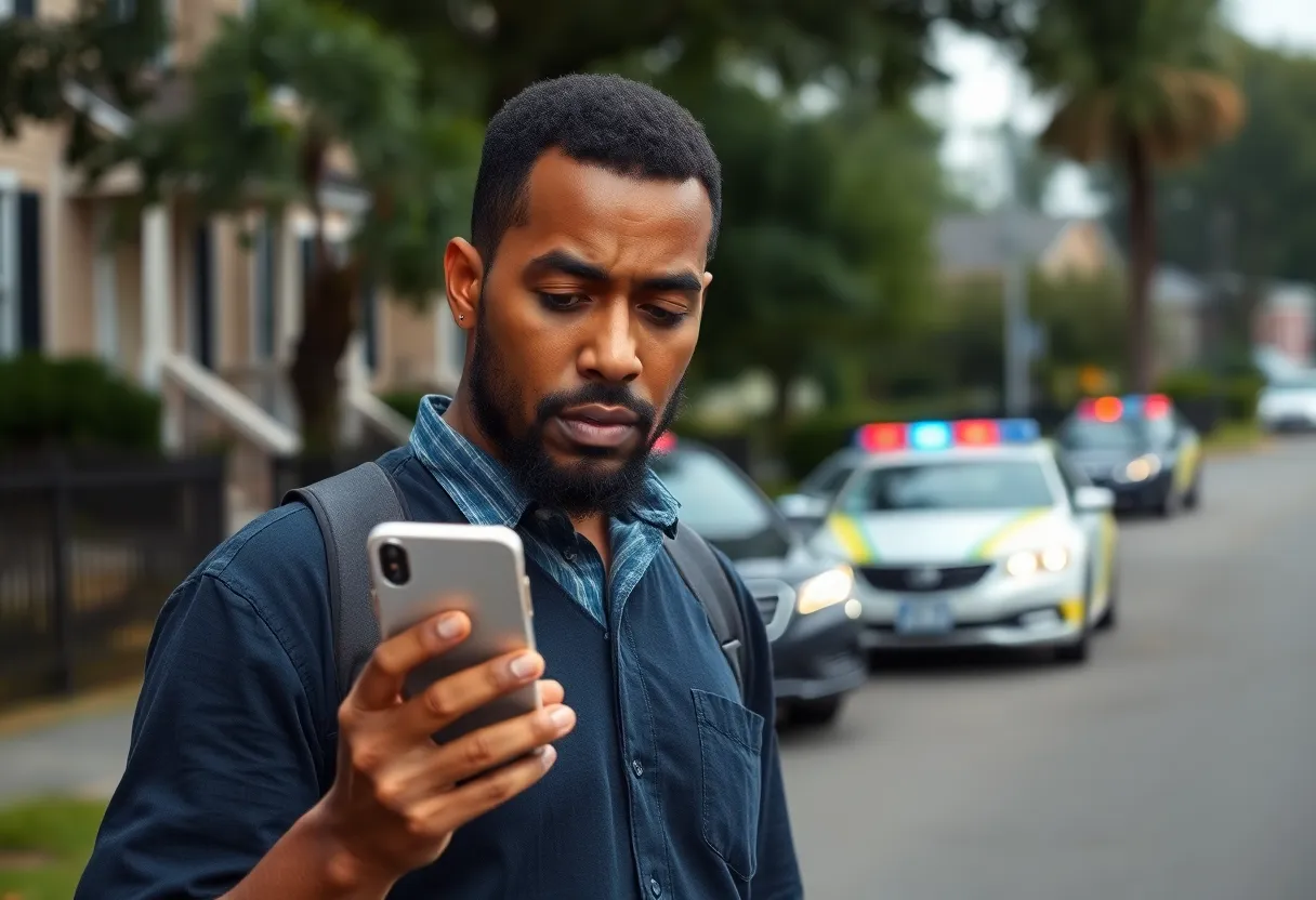 Concerned citizen receiving a suspicious phone call in Charleston