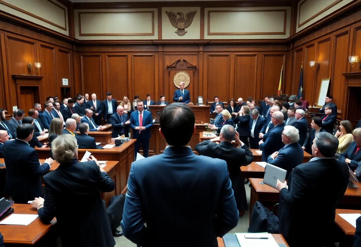 Courtroom scene depicting judicial reform efforts in South Carolina
