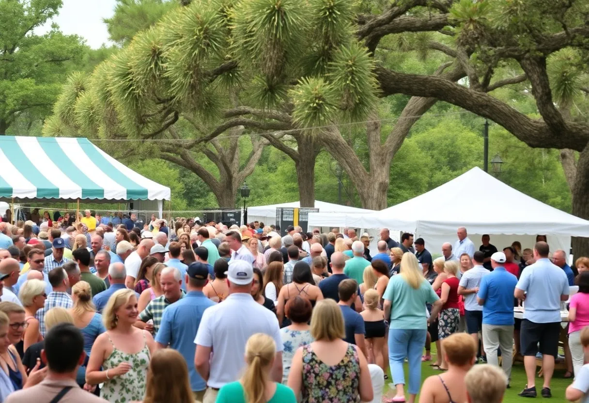 Crowd enjoying oysters at the Lowcountry Oyster Festival