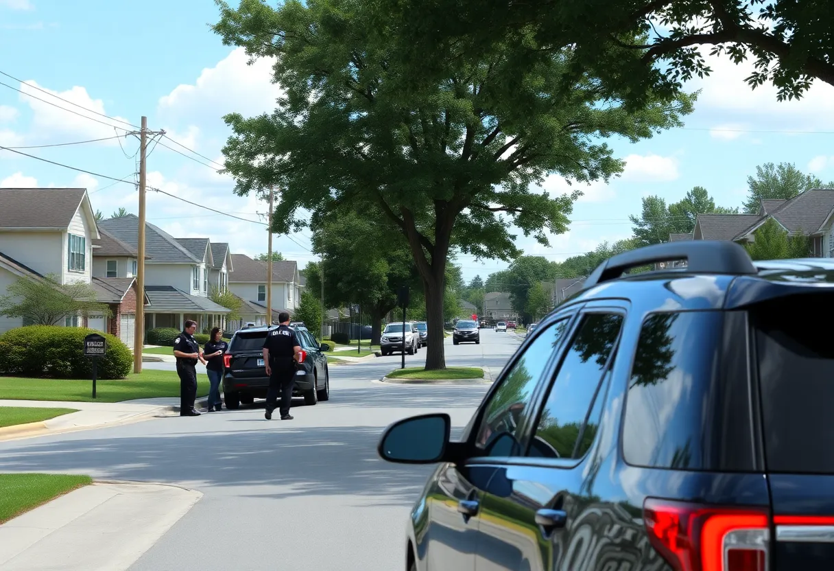 Police officers investigating a vehicle theft in Mount Pleasant