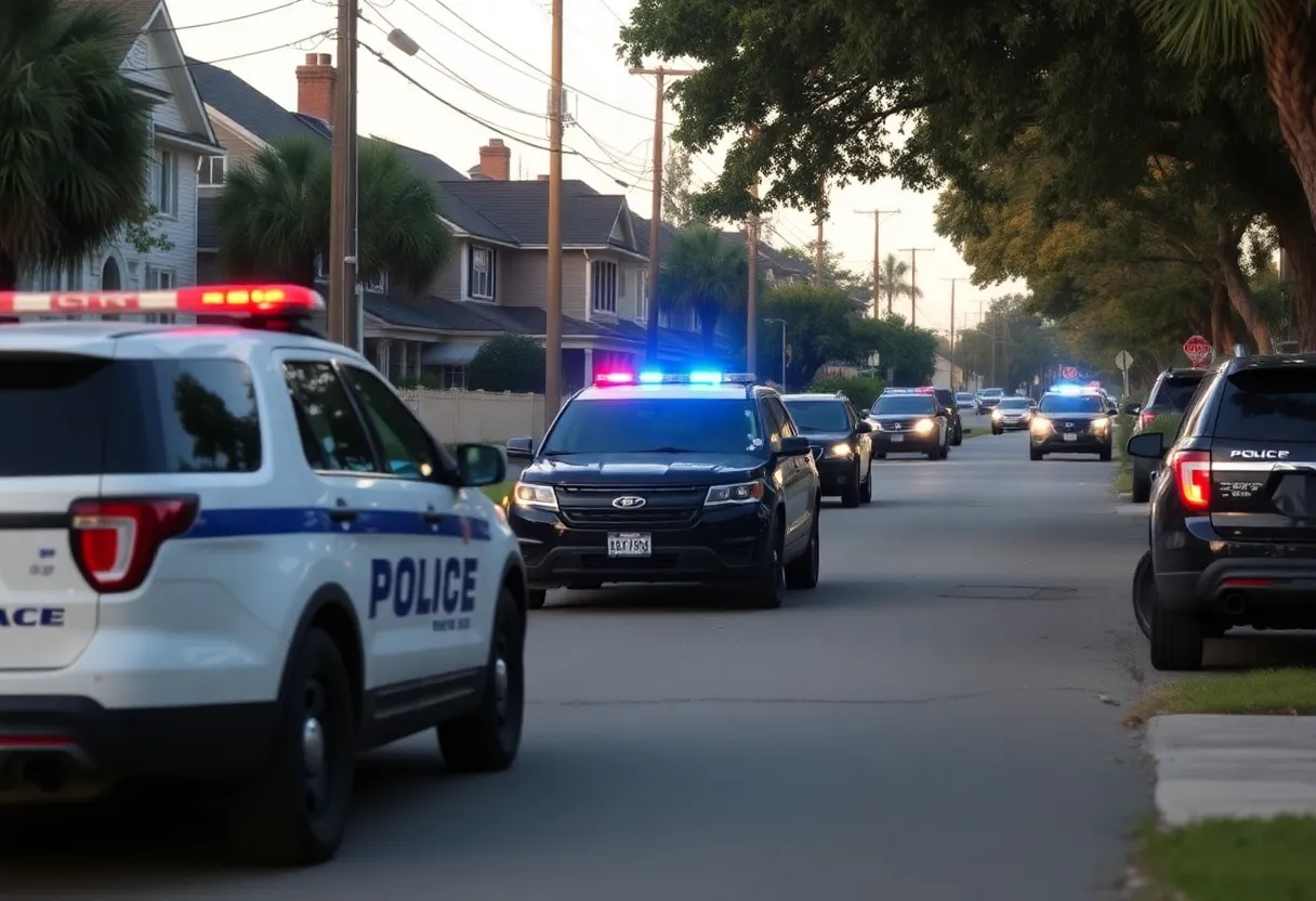 Police presence in a North Charleston neighborhood after a shooting incident