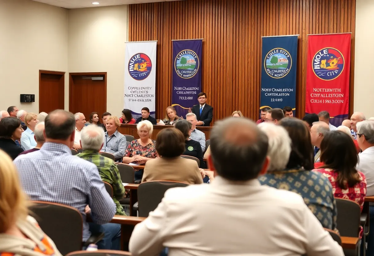 Mayor addressing residents during the State of the City meeting in North Charleston