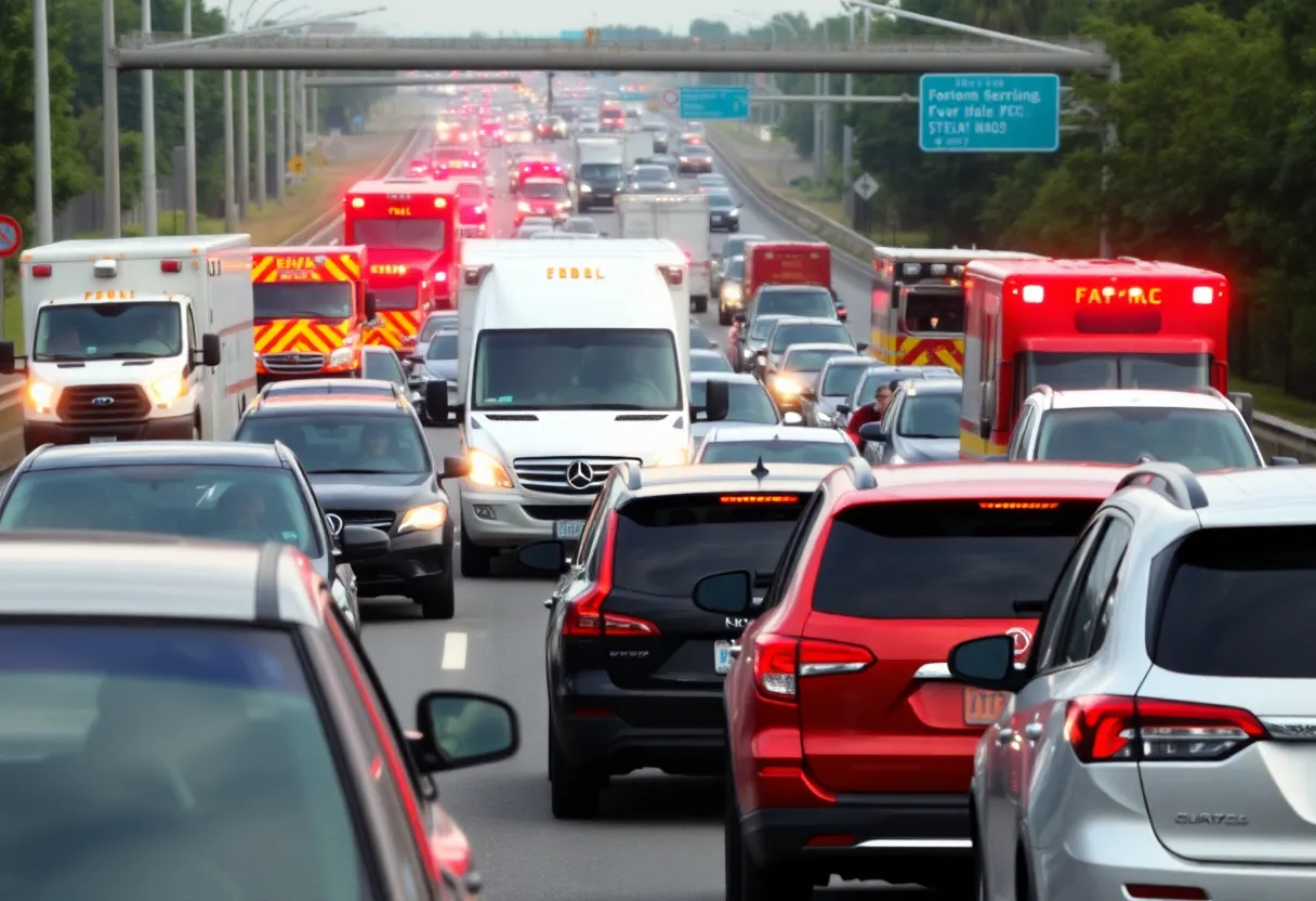 Traffic jam on I-526 in Charleston after an accident