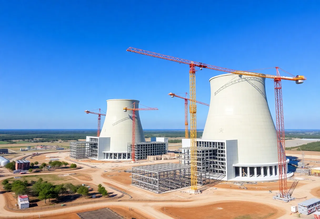 Aerial view of the unfinished VC Summer Nuclear Project construction site.