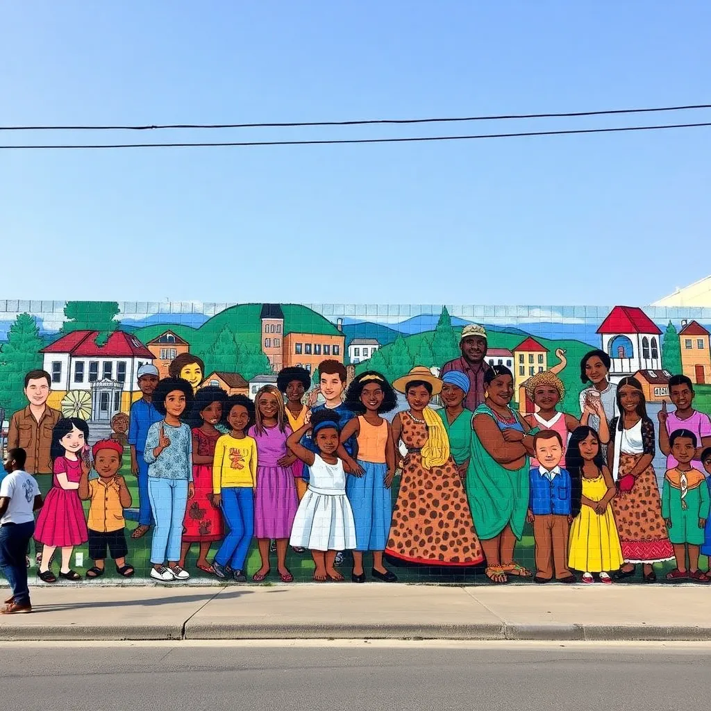 Vibrant community mural showcasing diverse local culture and unity.