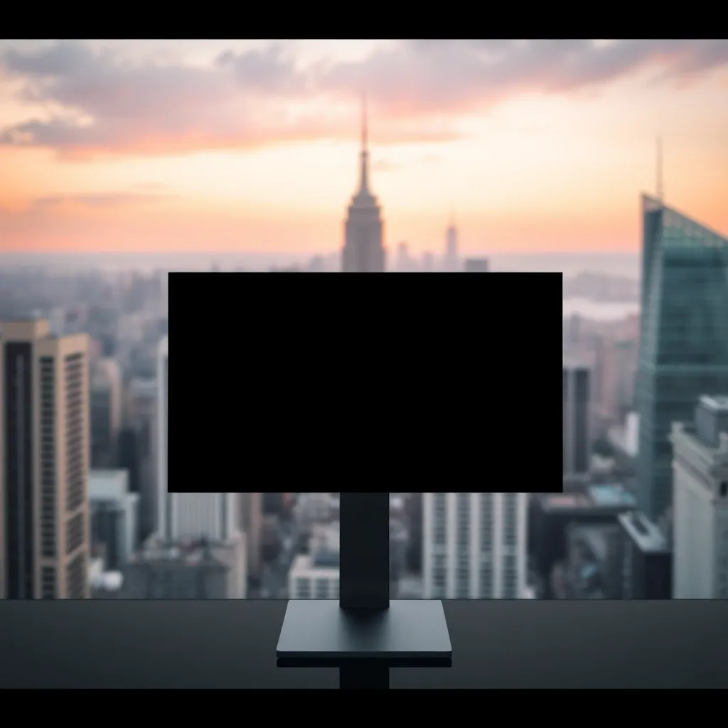 Blocked content on a computer screen with cityscape background.