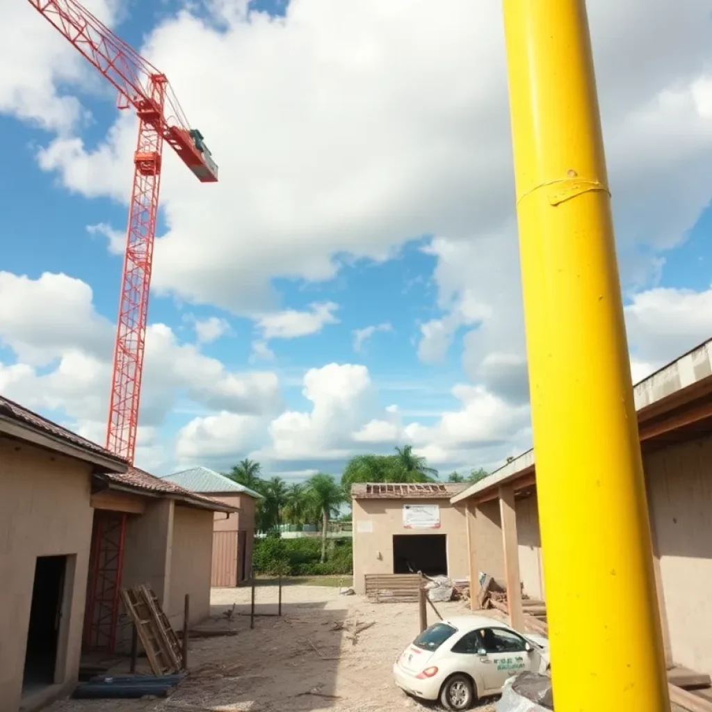 Construction site with potential asbestos exposure risks in Florida