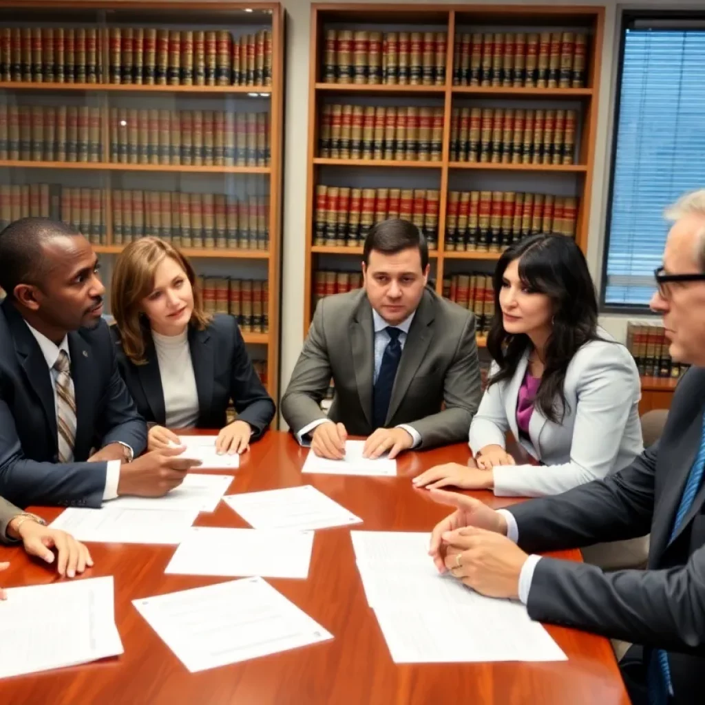Attorneys in a law office discussing ethical concerns