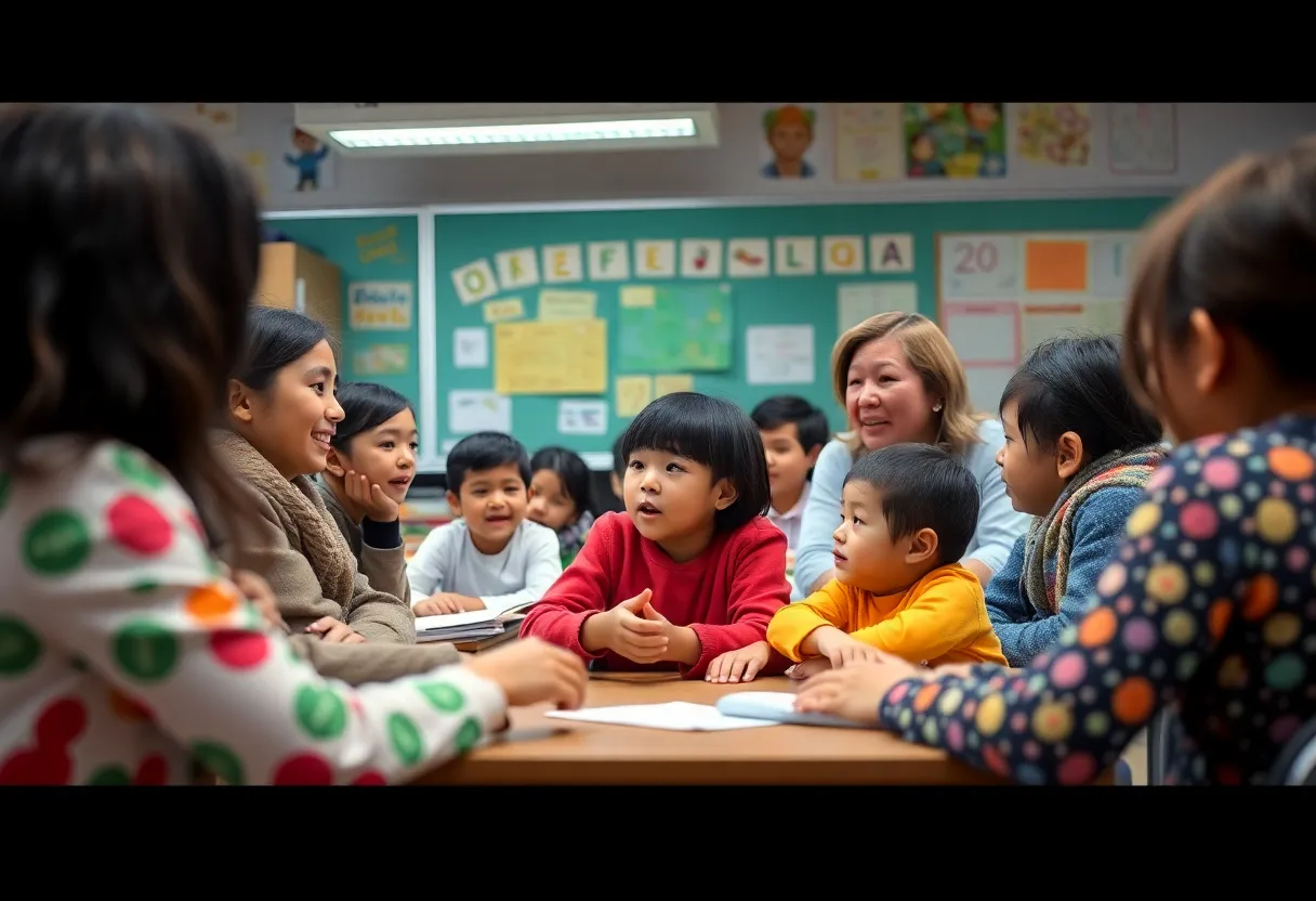 Classroom with bilingual educators and multilingual students