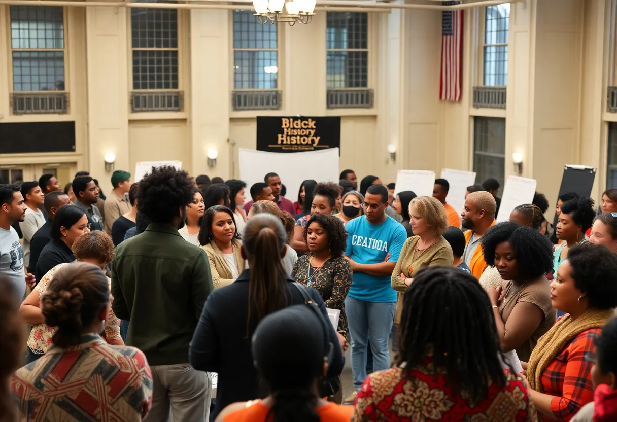 Community gathering celebrating Black History Month in Charleston