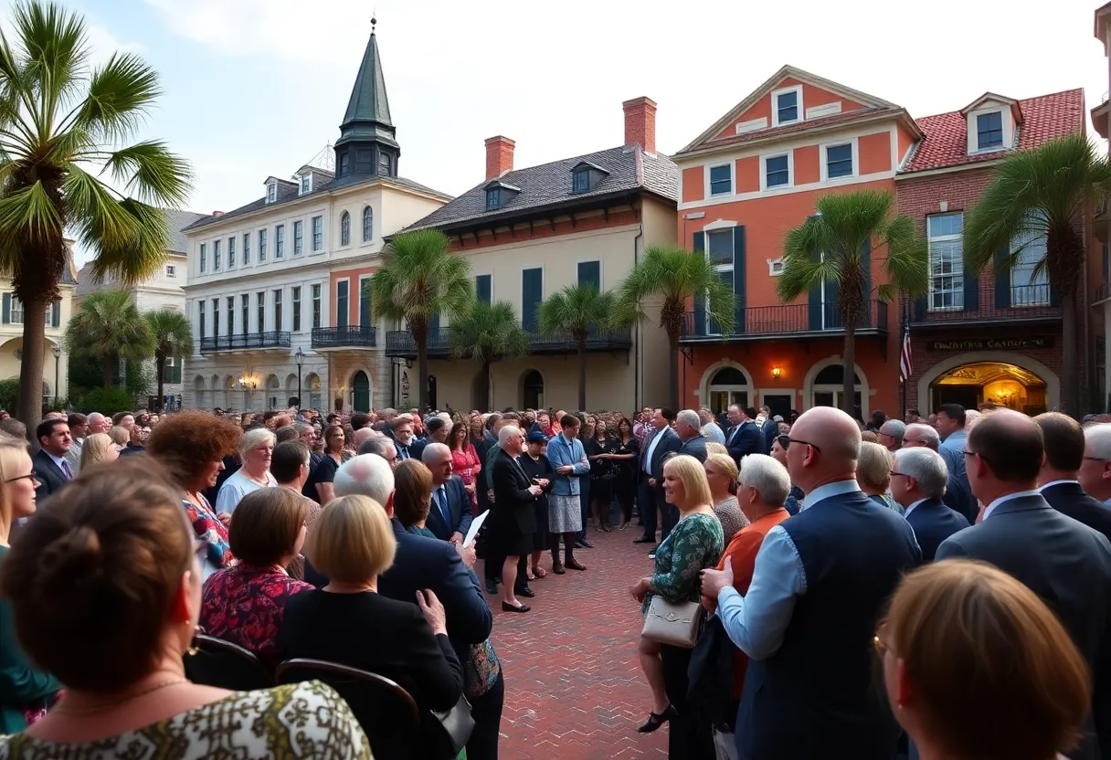 Audience at the Charleston Carolopolis Awards ceremony celebrating historic preservation.