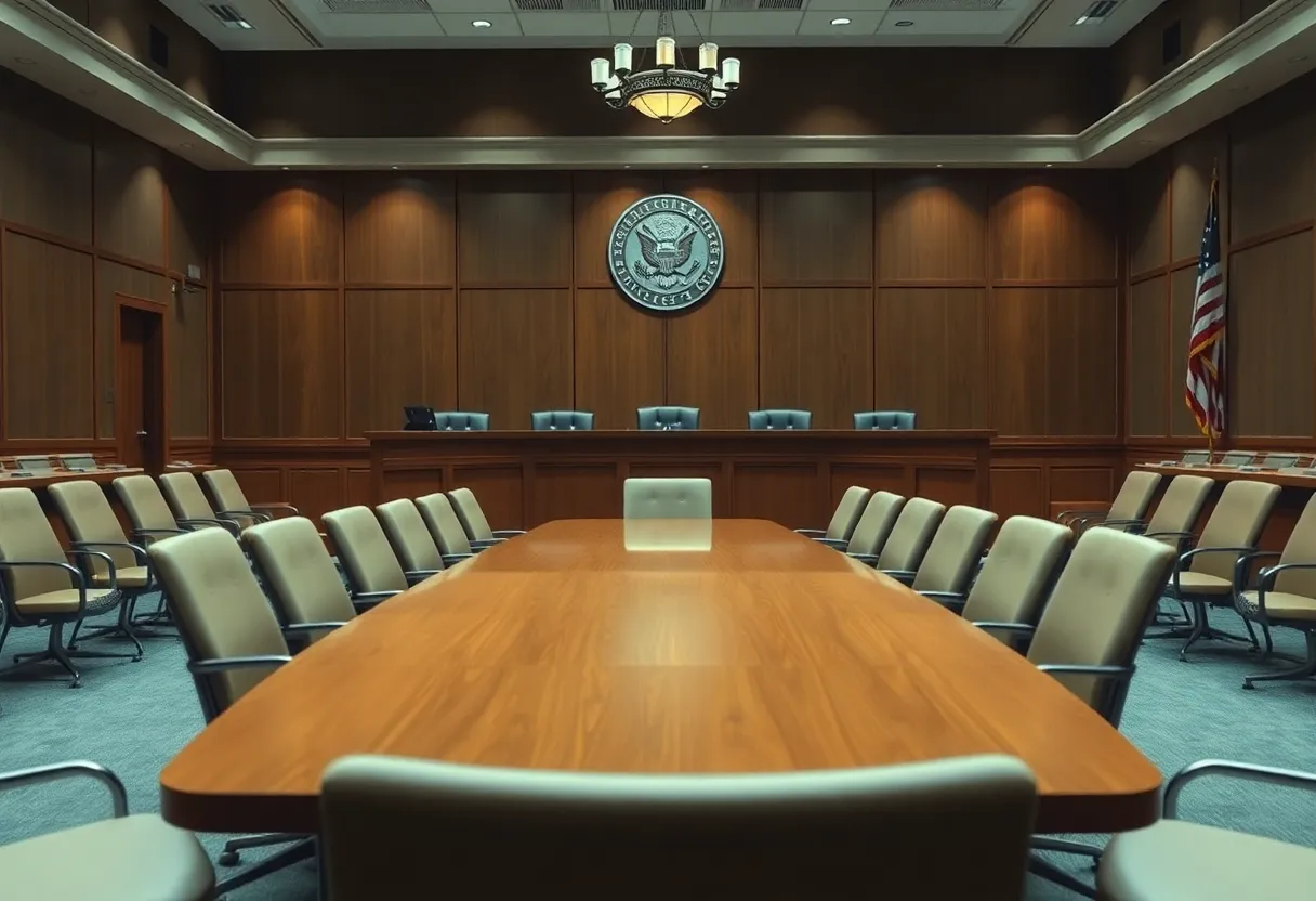 Empty meeting room of Charleston's Citizens Police Advisory Council