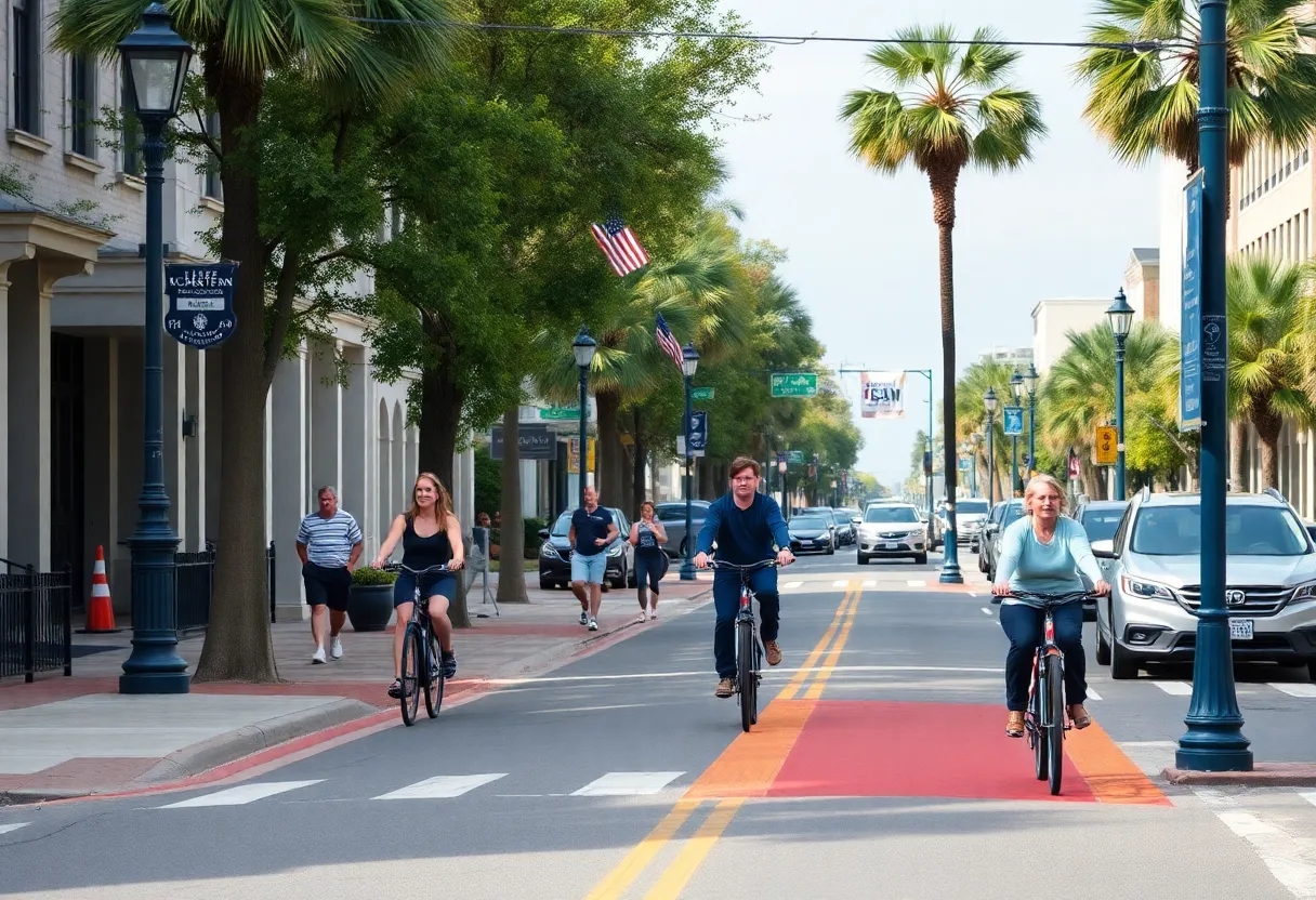 Charleston road safety initiative demonstrating pedestrian and cyclist-friendly infrastructure