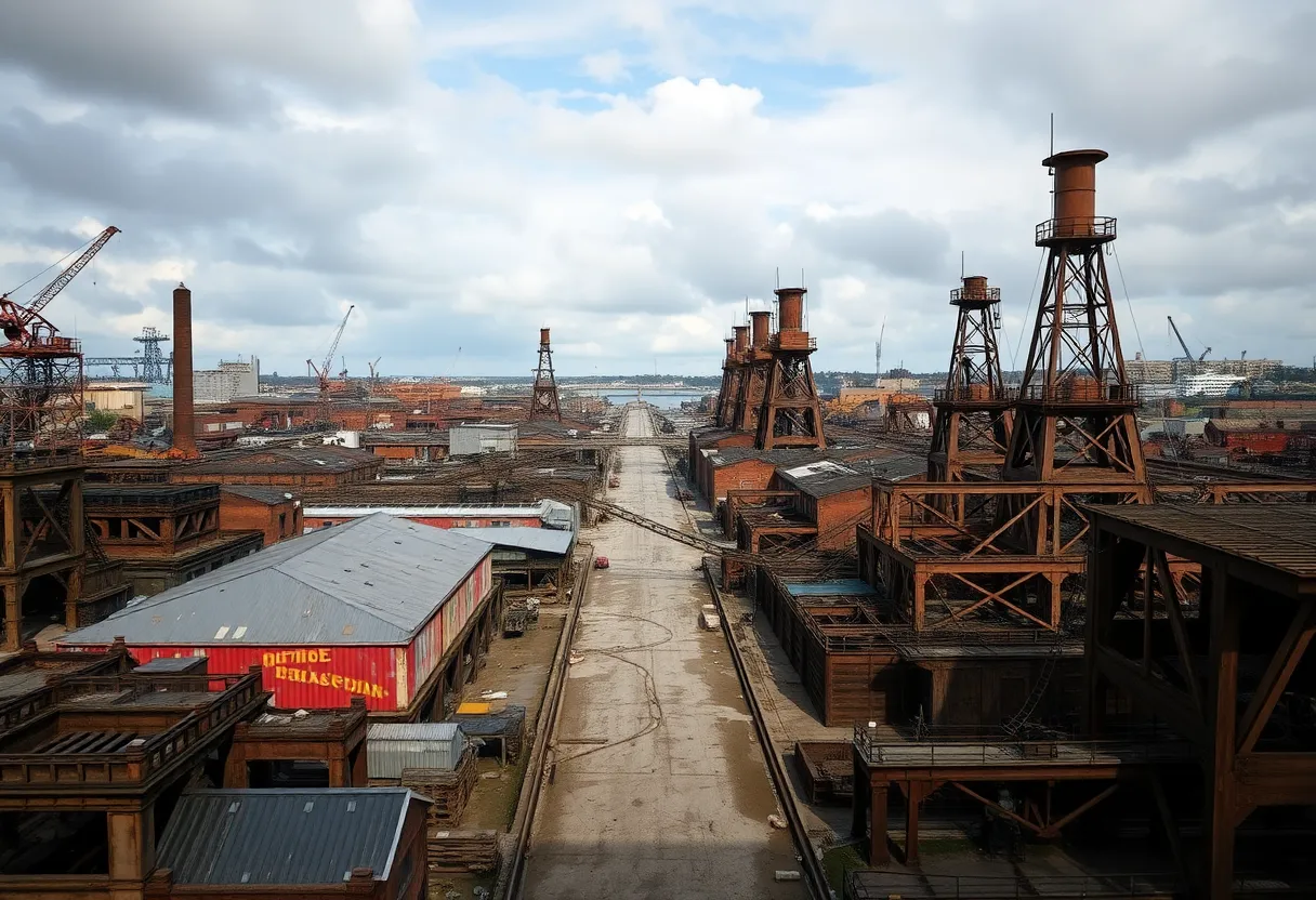 Historic Charleston shipyard highlighting asbestos risk