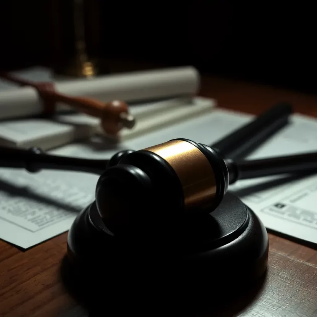 A tense courtroom scenario depicting legal strife