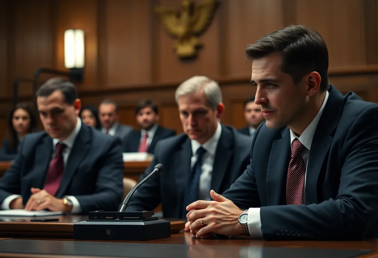 Courtroom scene with lawyers