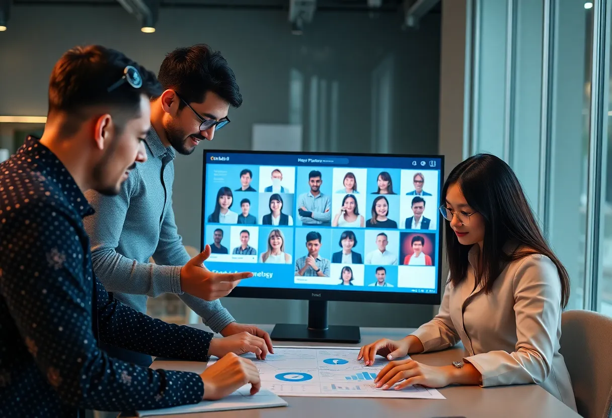 Marketing professionals working on a digital marketing strategy