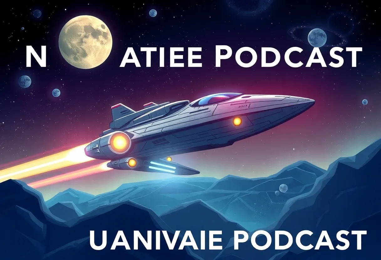 Artwork for the Istoria narrative podcast featuring a spaceship in a cosmic background.