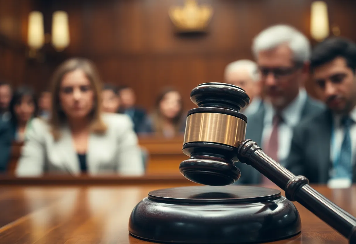 A courtroom setting illustrating legal proceedings