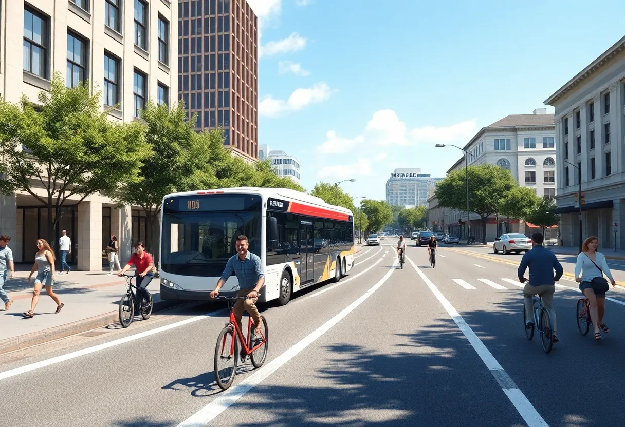 Rendering of Lowcountry Rapid Transit bus on Roads in Charleston