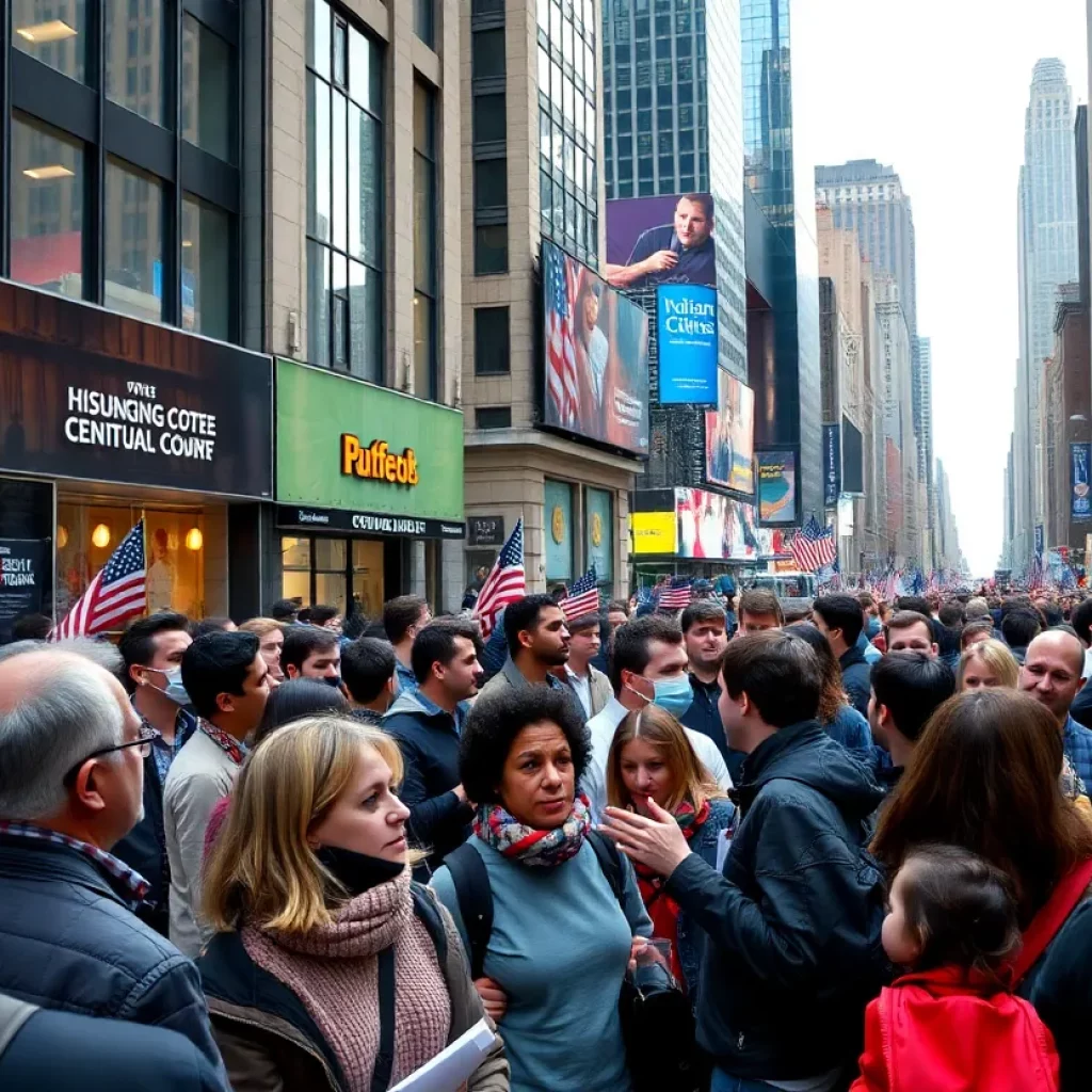 New York City citizens discussing politics