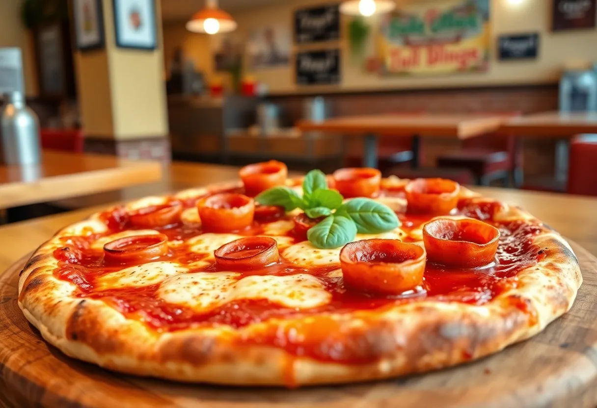 Delicious Sicilian pizza topped with red sauce, mozzarella, and pepperoni