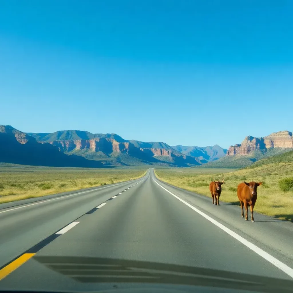 Utah highway with visible road hazards